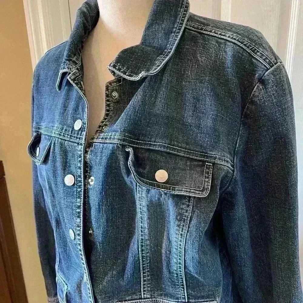 Womens Denim Jean Jacket Blue M/L - Picture 2 of 11